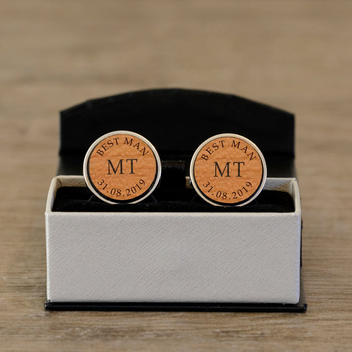 Engraved Best Man Wooden Cufflinks