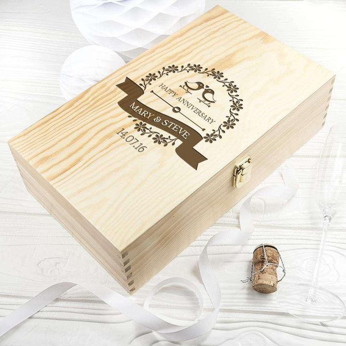 Personalised Anniversary Double Wine Box - Myhappymoments.co.uk