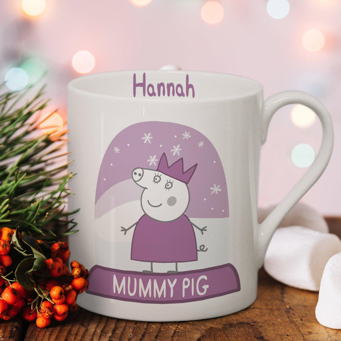 Personalised Peppa Pig Mummy Pig Snow Globe Large Mug
