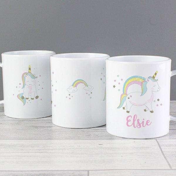 Personalised Baby Unicorn Plastic Mug - Myhappymoments.co.uk