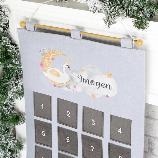 Personalised Pocket Swan Lake Felt Advent Calendar In Silver Grey