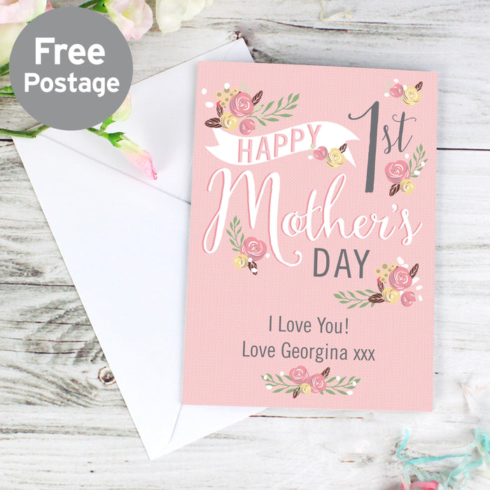 Personalised Floral Bouquet 1st Mother's Day Card - Myhappymoments.co.uk