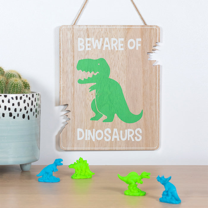 Beware of Dinosaurs Hanging Sign