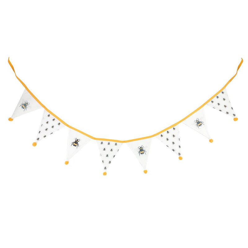 White Alternating Bee Print Fabric Bunting