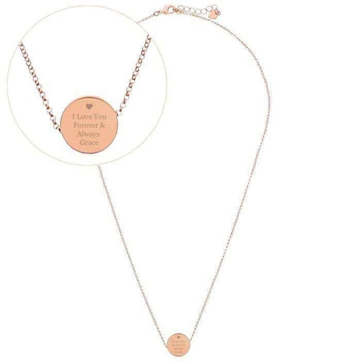 Personalised Heart Rose Gold Toned Disc Necklace - Myhappymoments.co.uk