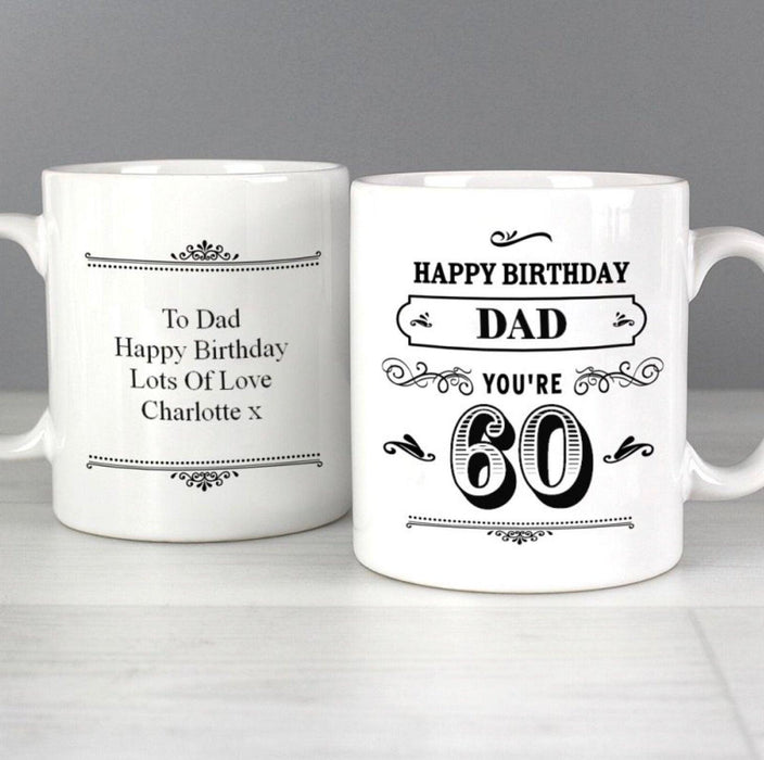 Personalised 60th Birthday Vintage Typography Mug