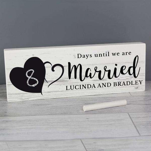 Personalised Wedding Countdown Wooden Block Sign With Chalkboard Heart - Myhappymoments.co.uk