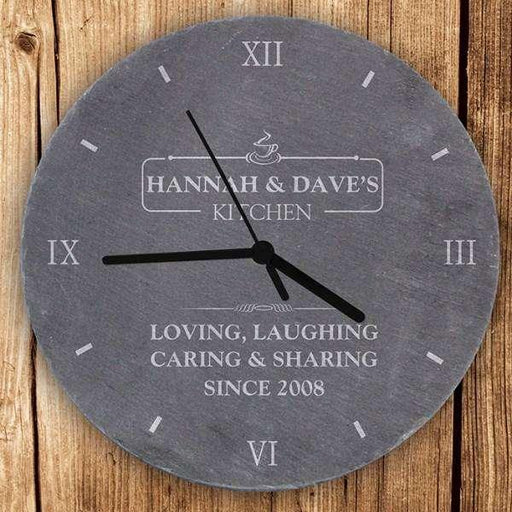 Personalised Kitchen Slate Clock - Myhappymoments.co.uk