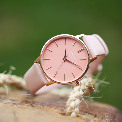 Personalised Ladies Architect Coral Watch With Light Pink Strap