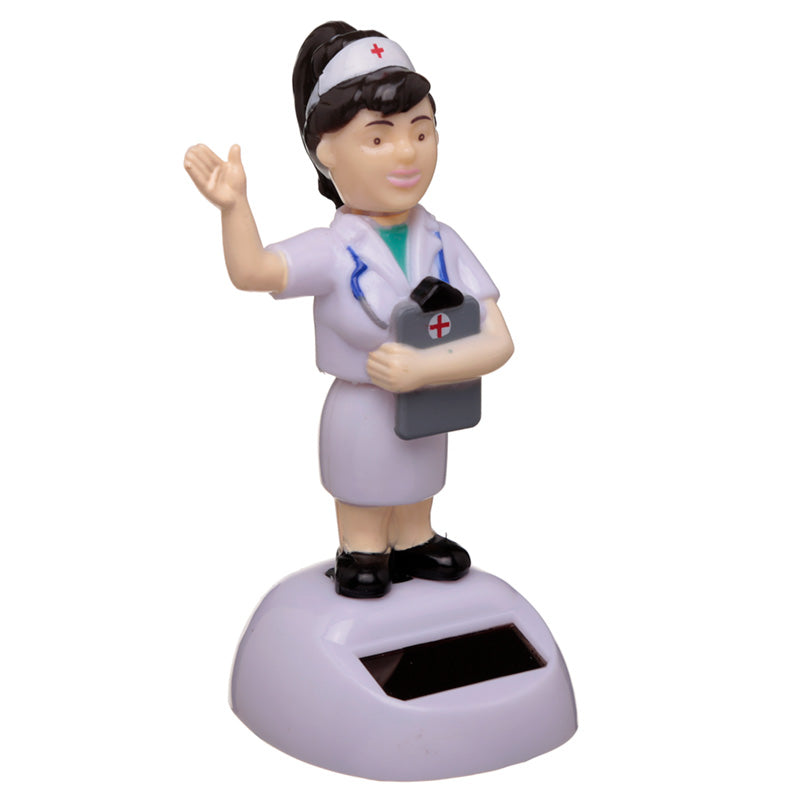 Solar Powered Nodding Nurse Dashboard Toy - Myhappymoments.co.uk