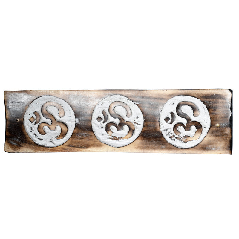 Mango Wood Om Ashcatcher Incense Sticks Burner