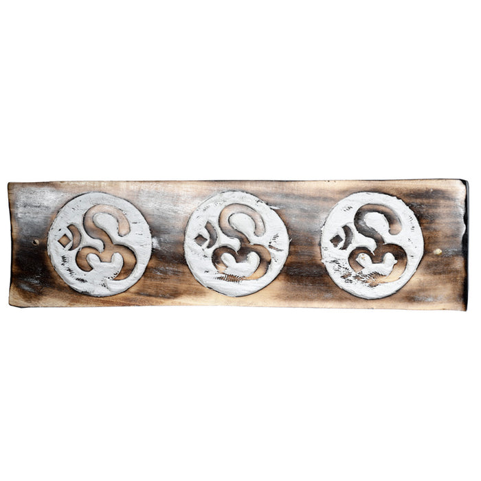 Mango Wood Om Ashcatcher Incense Sticks Burner