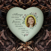 Personalised Floral Photo Upload Heart Memorial Grave Stone