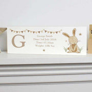Personalised Hessian Rabbit Wooden Block Sign - Myhappymoments.co.uk