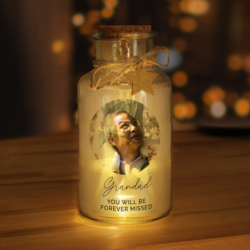 Personalised Memorial Photo Upload LED Glass Jar