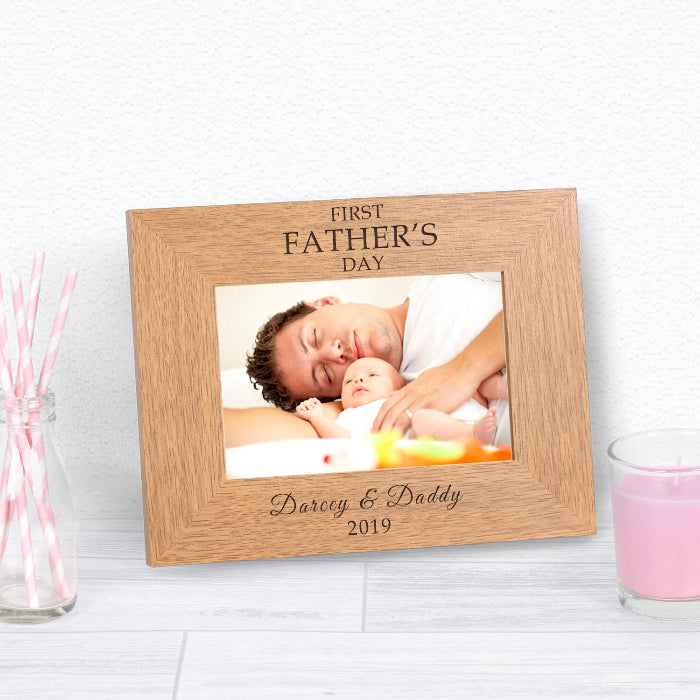 Engraved First Fathers Day Photo Frame
