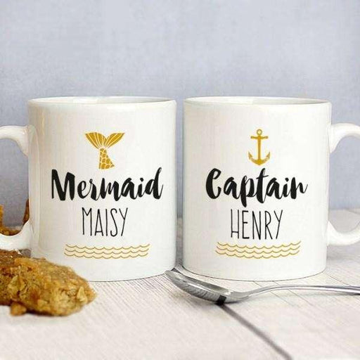 Personalised Mermaid and Captain Mug Set - Myhappymoments.co.uk