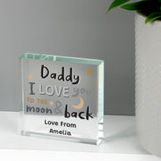Personalised I Love You To The Moon and Back Glass Block