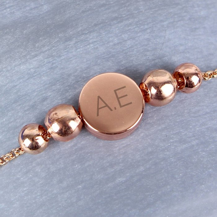 Personalised Rose Gold Plated Initials Disk Bracelet - Myhappymoments.co.uk
