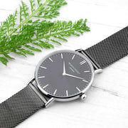 Engraved Men's Metallic Charcoal Grey Mr Beaumont Watch - Myhappymoments.co.uk
