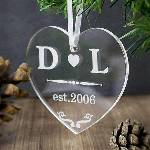 Personalised Flat Acrylic Heart Tree Decoration - Myhappymoments.co.uk