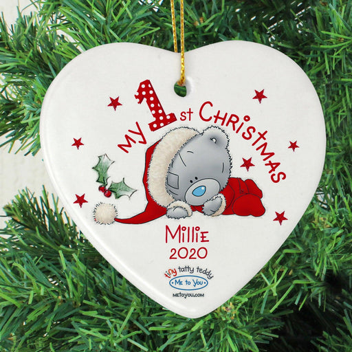 Personalised Me to You My 1st Christmas Ceramic Heart Decoration - Myhappymoments.co.uk