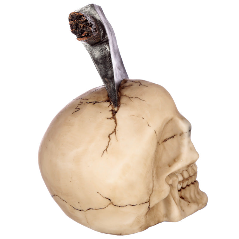 Skull With Axe In Head Ornament - Myhappymoments.co.uk