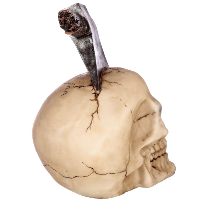 Skull With Axe In Head Ornament - Myhappymoments.co.uk