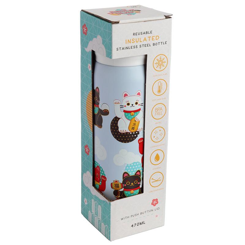 Maneki Neko Lucky Cat Reusable Thermal Insulated Drinks Bottle