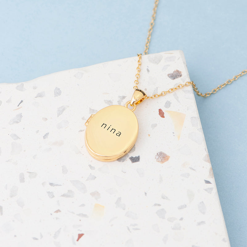 Personalised Oval Photo Locket Necklace - Gold Plated