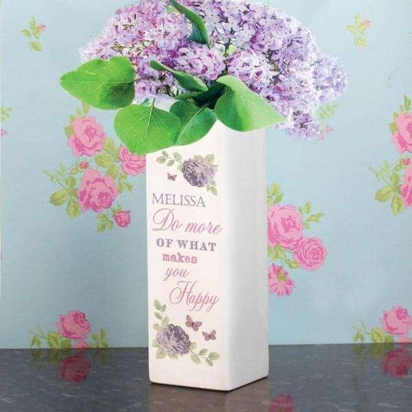 Personalised Secret Garden Square Vase - Myhappymoments.co.uk