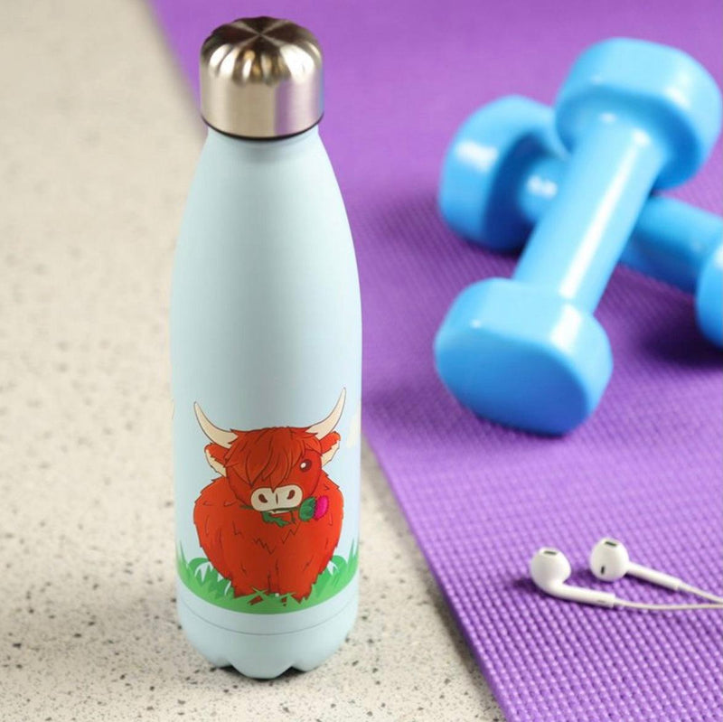 Highland Coo Cow Insulated Drinks Bottle 500ml