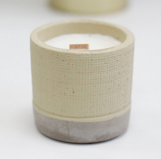 Concrete Wooden Wick Medium Candle Pot - Grey - Coffee in the Club
