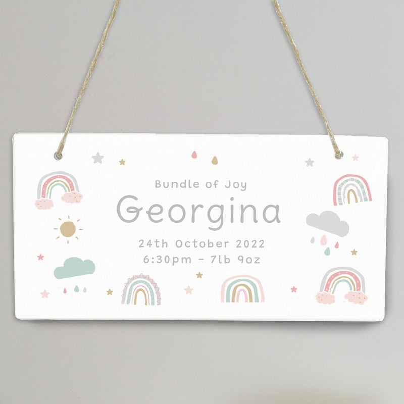 Personalised Rainbow Wooden Sign