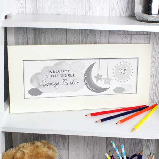 Personalised New Baby Moon & Stars Name Framed Print