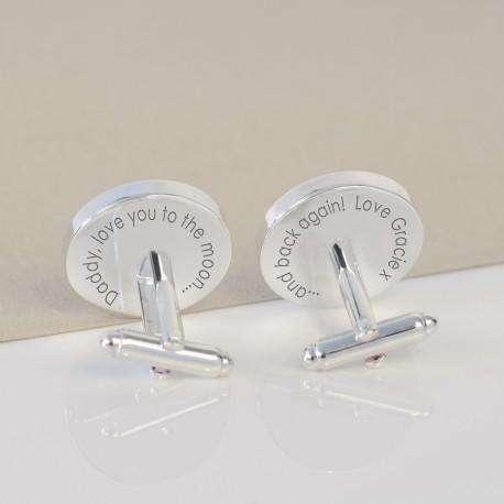 Personalised Cufflinks Daddy Custom - Love You To The Moon And Back Earth