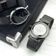 Engraved Men's Metallic Charcoal Grey Mr Beaumont Watch - Myhappymoments.co.uk