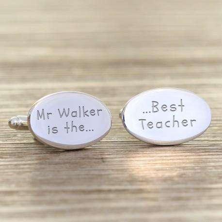Engraved Best Teacher Cufflinks Gift Boxed