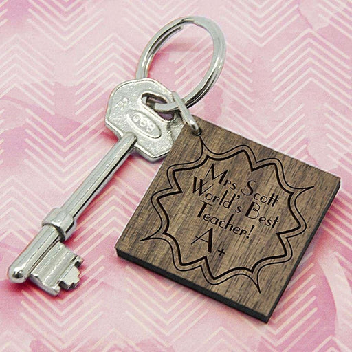 Personalised A+ Teacher Square Keyring - Myhappymoments.co.uk