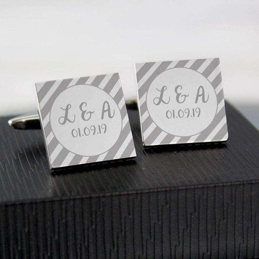 Personalised Stripes Square Cufflinks - Myhappymoments.co.uk