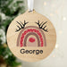 Personalised Rainbow Reindeer Round Wooden Bauble Decoration