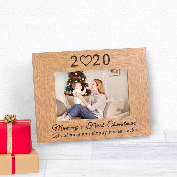 Personalised Mummy's First Christmas Wood Frame 6x4