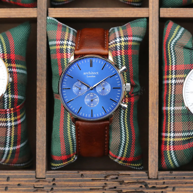 Personalised Men's Architect Motivator Watch With Walnut Strap
