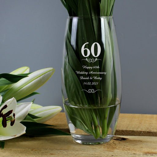 Personalised 60th Anniversary / Birthday Bullet Vase - Myhappymoments.co.uk