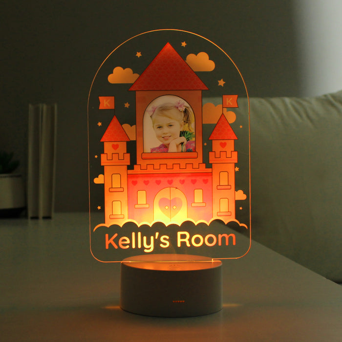 Personalised Pink Castle Photo Upload LED Night Light