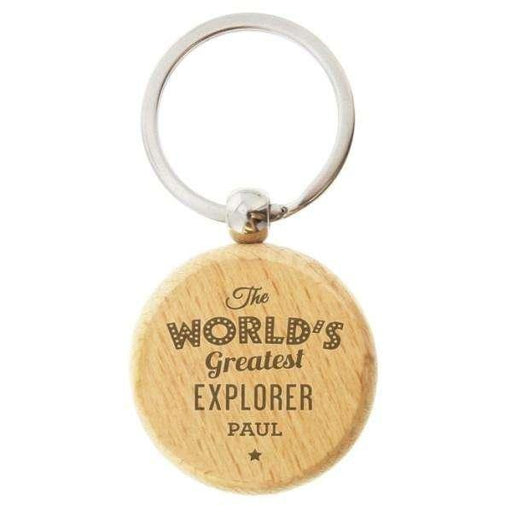Personalised 'The World's Greatest' Wooden Keyring - Myhappymoments.co.uk