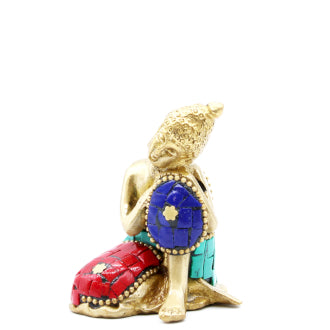 Buddha with Head on Knee Hand Crafted Brass Figurine