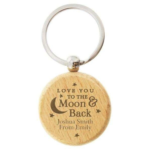 Personalised Wooden Love You To Moon & Back Keyring - Myhappymoments.co.uk