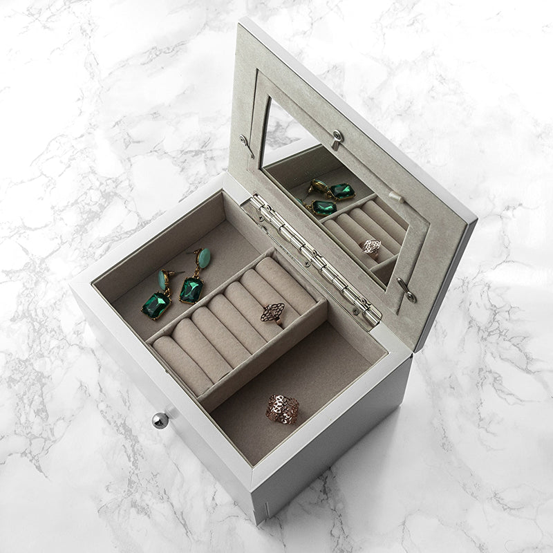 Personalised Rose Gold White Photo Frame Jewellery Chest Box - Myhappymoments.co.uk