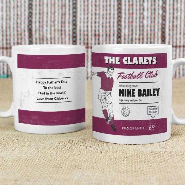 Personalised Vintage Football Claret Supporter's Mug - Myhappymoments.co.uk